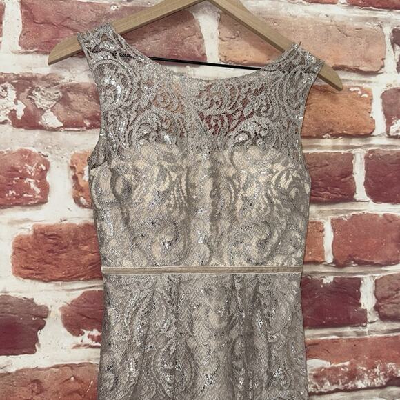 Jenny Yoo Dress Women's 0 Sandstone Floral Lace Event Evening Party Zip Up - Picture 3 of 10